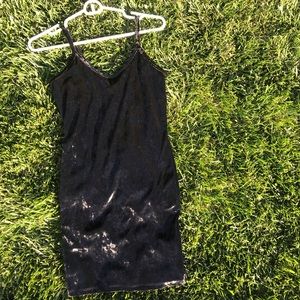Black velvet mini dress